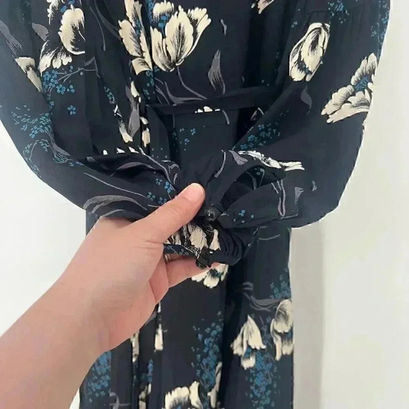 $398 Christy Dawn The Bergen Wrap Maxi Dress Womens Small Blue Floral Flowy - Picture 8 of 12